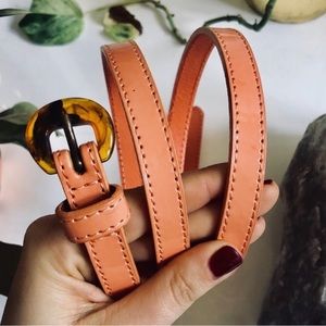 ANTHRO Leather Lucky Penny Belt with Tortoise Buckle! Size L